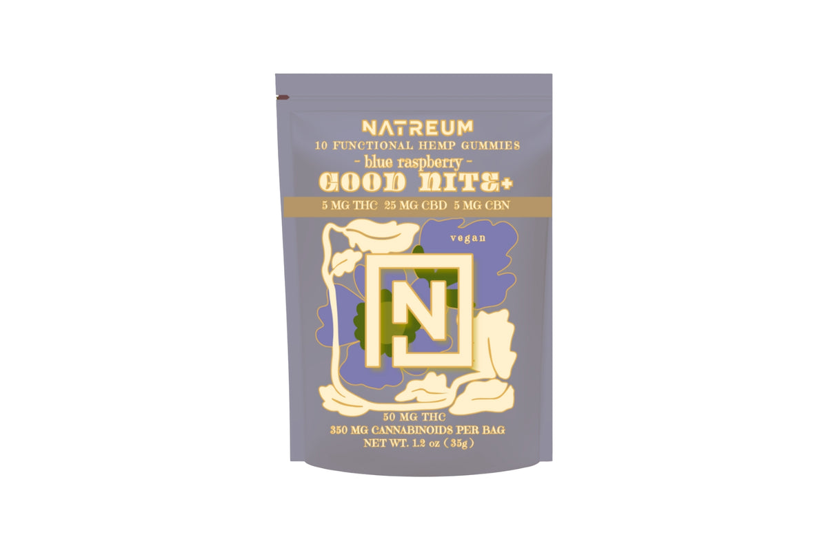 Natreum Good Nite + 5 mg THC | 25 mg CBD | 5 mg CBN - 10 ct. Sleep Gummies