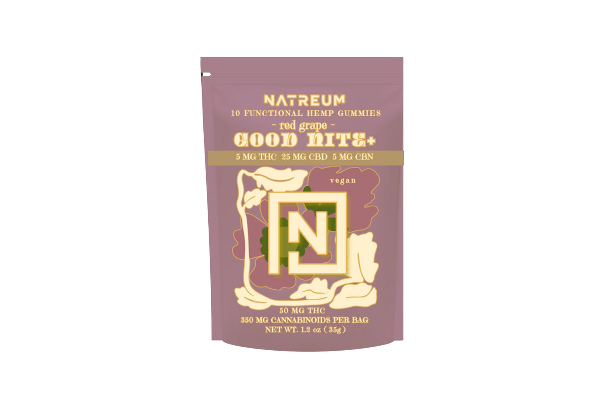 Natreum Good Nite + 5 mg THC | 25 mg CBD | 5 mg CBN - 10 ct. Sleep Gummies