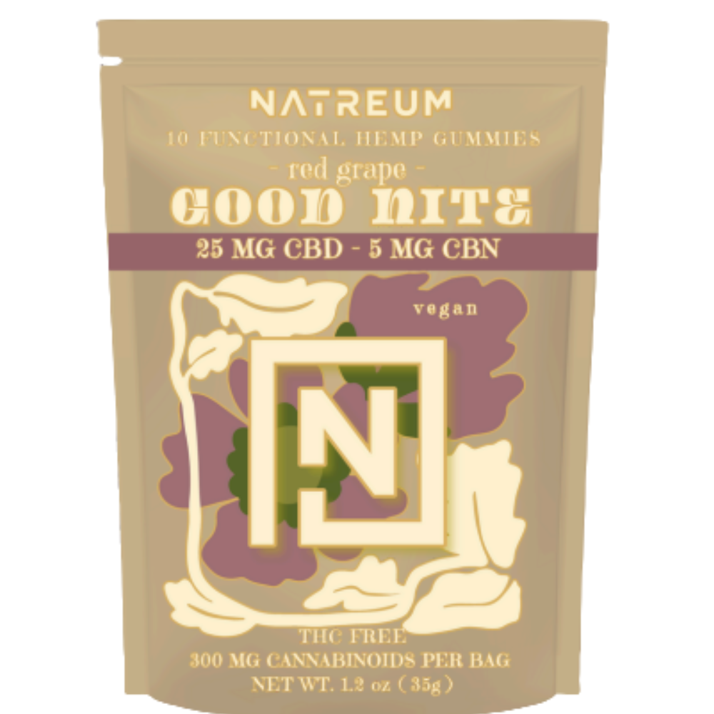 Natreum Good Nite (THC FREE) - 25 mg CBD | 5 mg CBN - 10ct. Sleep Gummies