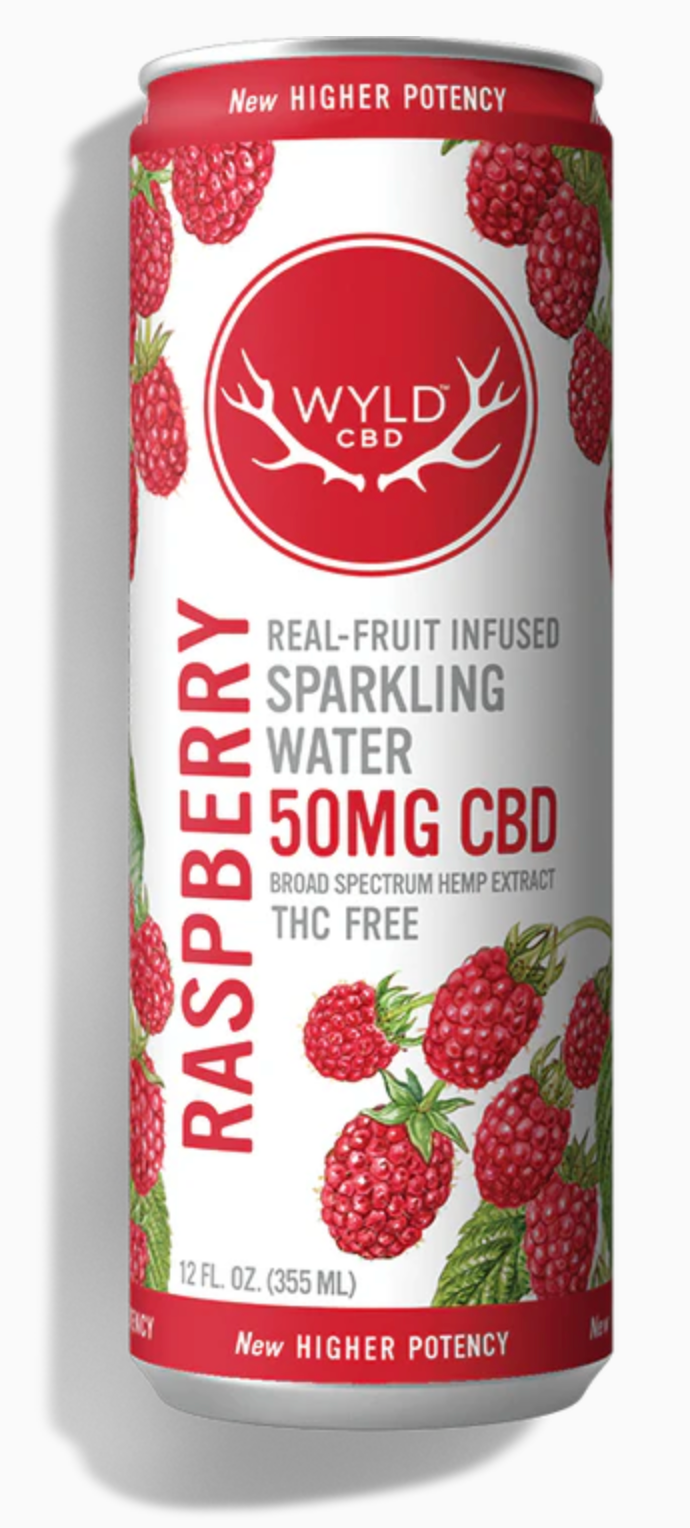 Wyld 50mg CBD real-fruit infused sparkling water, Raspberry