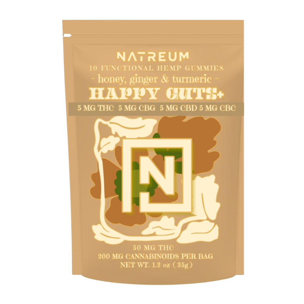 Natreum Happy Guts + 5 mg THC | 5 mg CBG | 5 mg CBD | 5 mg CBC - Honey - Ginger & Turmeric Anti Inflammatory Blend