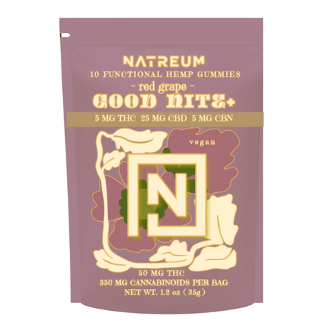 Natreum Good Nite + 5 mg THC | 25 mg CBD | 5 mg CBN - 10 ct. Sleep Gummies