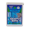 A package of Legacy Cannabis Majestic Mints with a peppermint flavor, containing 2.5 MG THC, with branding and product information displayed on the label.