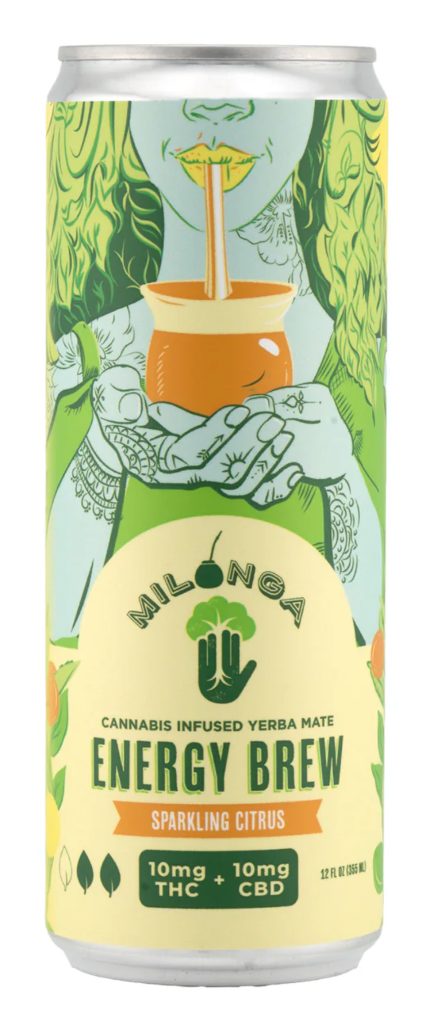 Milonga Yerba Mate THC CBD beverage – 10mg THC and 10mg CBD infused with citrus flavor for a balanced experience