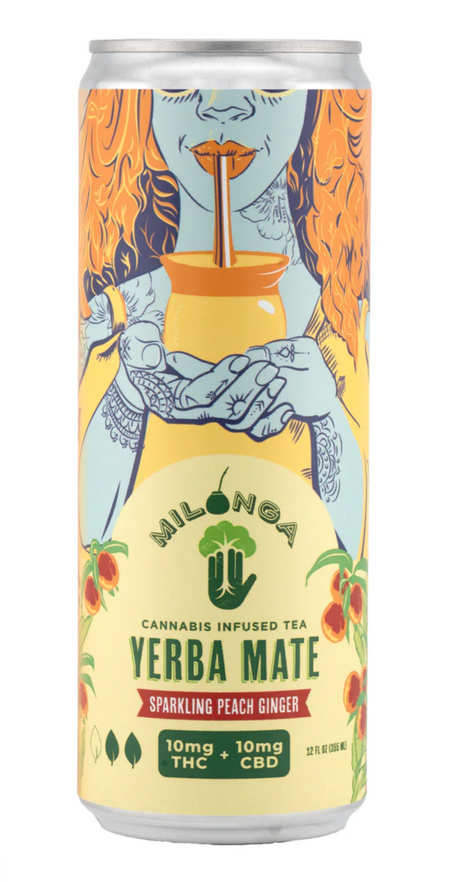 Milonga Yerba Mate THC CBD beverage – 10mg THC and 10mg CBD infused with peach and ginger for a smooth, uplifting experience