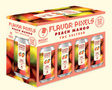 Packaging of Flavor Pixels Peach Mango THC Seltzer with cans displayed.