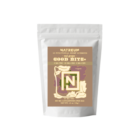 Natreum Good Nite + THC  gummy packaging on a white background