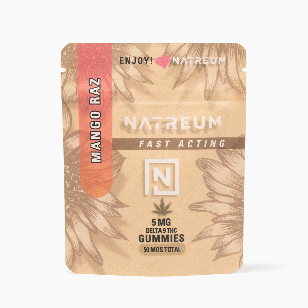 Natreum Mangorazz 5mg THC Fast-Acting gummies – a tropical blend for a quick and uplifting experience.