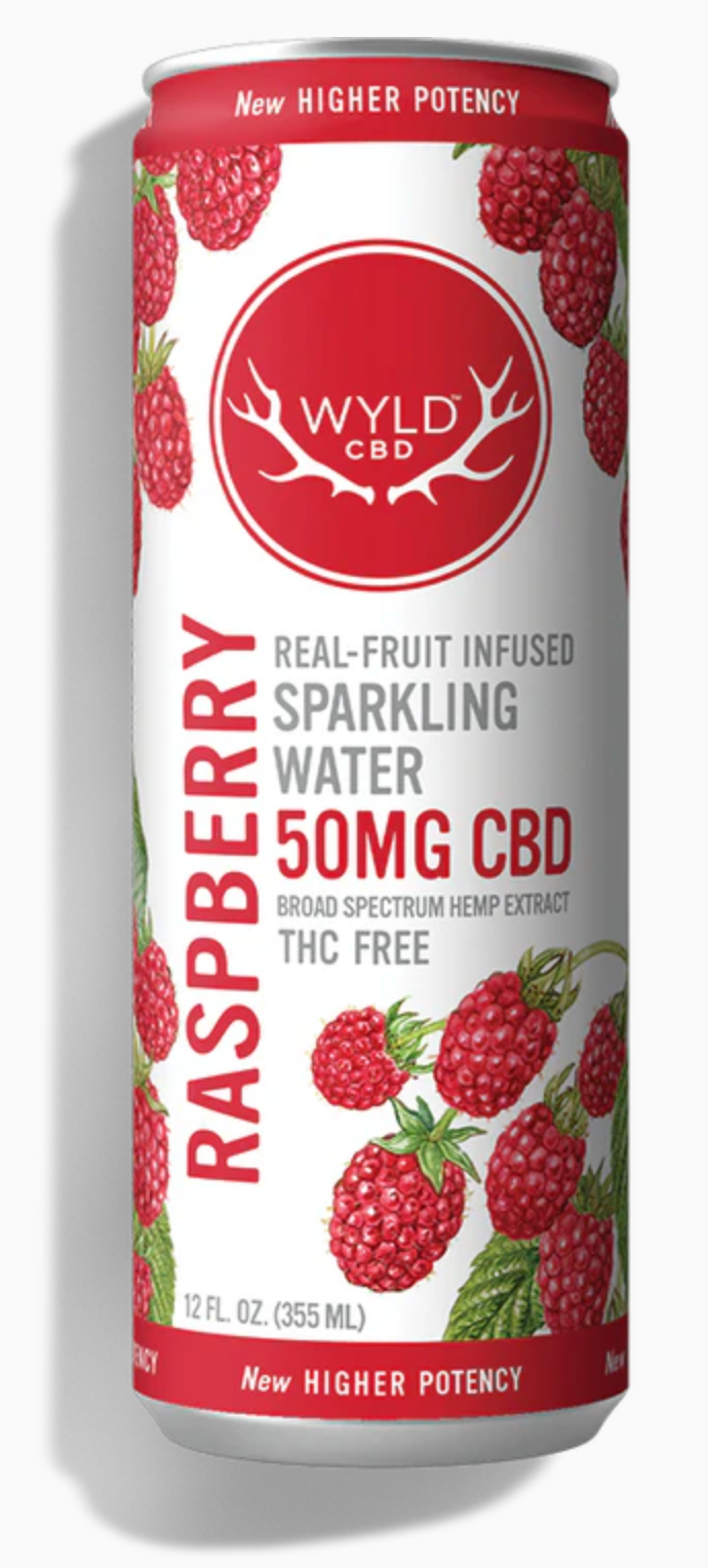 Wyld 50mg CBD real-fruit infused sparkling water, Raspberry 